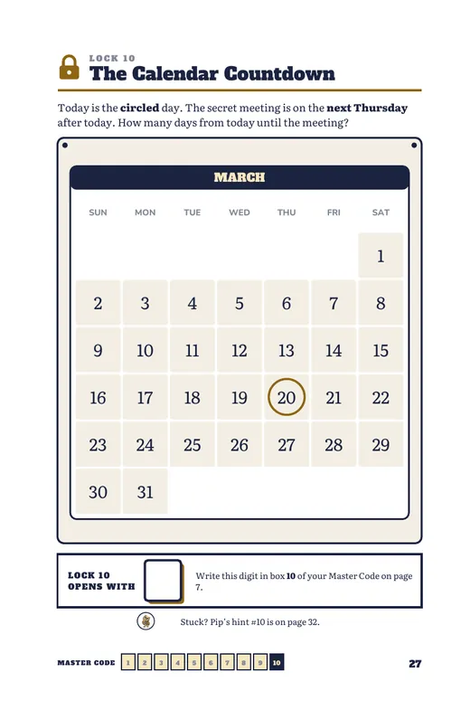 Calendar Countdown puzzle page